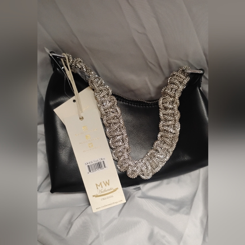 Madison West Black Shoulder Bag with Silver Accent - Picture 2 of 3